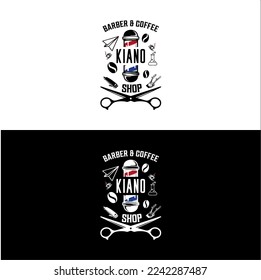 Barber and Coffe Shop with minimalist logo in black and white color.