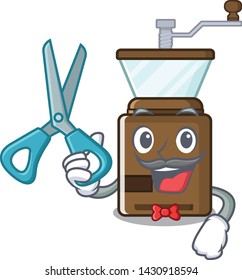 Barber coffee grinder isolated in the mascot