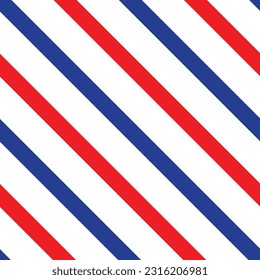 Arrière-plan linge de couleur barbier. Motif vectoriel bleu rouge. Motif de bande diagonale.
