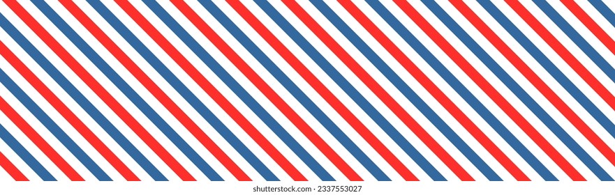 Barber colored liner background. Blue red vector pattern. Diagonal stripe pattern. Vector 10 eps.