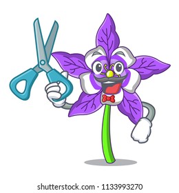 Barber columbine flower character cartoon