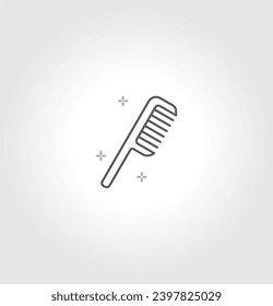 Barber comb outline flat icon vector. isolated on grey background