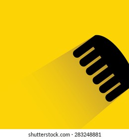 barber comb in yellow background, flat and shadow theme