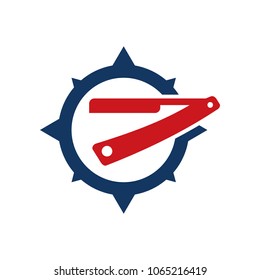Barber Compass Logo Icon Design