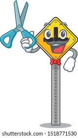 Barber crossroad sign cartoon shape the mascot