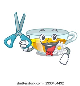Barber cup chamomile tea cartoon above table