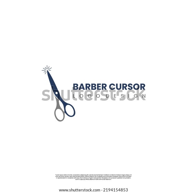 barber cursor logo design, scissor cursor logo
design icon template