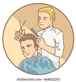 Barber and customer