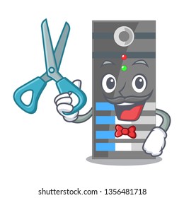 Barber data server next the cartoon computer