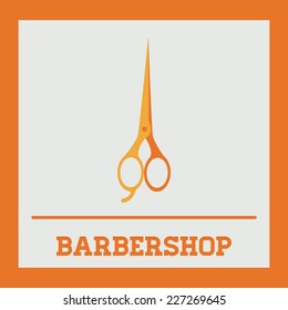 Barber design over orange background, vector illustration