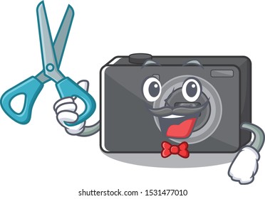 Barber digital camera in the cartoon shape