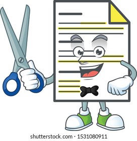 Barber the document for a contract business.