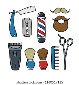 barber doodle sticker icons