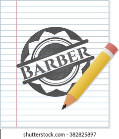 Barber drawn in pencil
