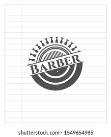 Barber drawn with pencil strokes. Vector Illustration. Detailed.