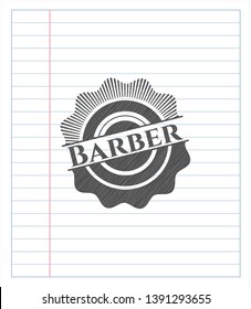 Barber drawn in pencil. Vector Illustration. Detailed.
