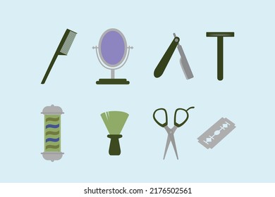 Barber elements design vector flat modern illustration