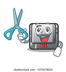 Barber F button in the character shape