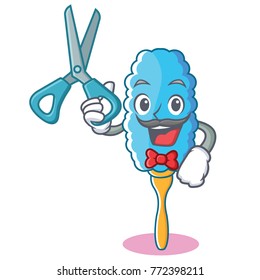 Barber feather duster character cartoon