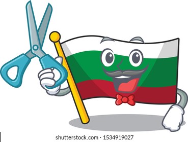 Barber flag bulgarian hoisted on cartoon pole