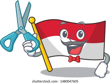 Barber flag indonesia in the cartoon shape
