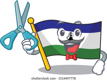 Barber flag lesotho mascot shaped on character