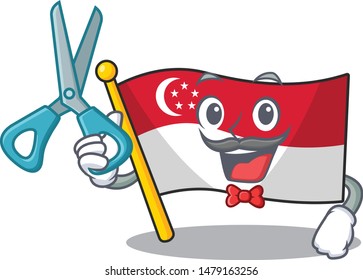 Barber flag singapore in the mascot shape