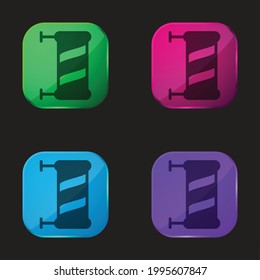 Barber four color glass button icon