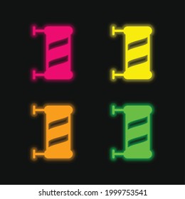 Barber four color glowing neon vector icon