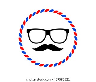 barber glasses mustache eye glasses optics image vector icon logo