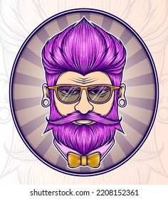 Barber with Glasses Vector. Premium vector