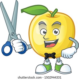 Barber golden apple with cartoon character style