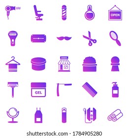 Barber gradient icons on white background, stock vector