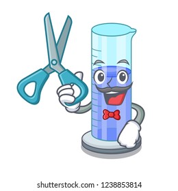 Barber graduated cylinder with on mascot liquid