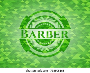 Barber green mosaic emblem
