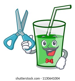 Barber green smoothie character cartoon vector illustration