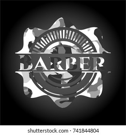 Barber grey camouflaged emblem