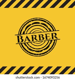 Barber grunge warning sign emblem. Vector Illustration. Detailed.
