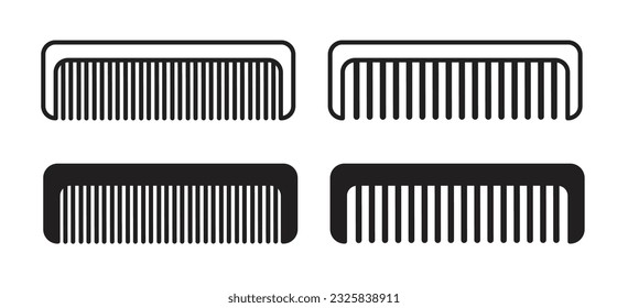 Barber hair comb icon vector set. Beard hair comb black symbol.