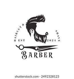 Barber hair cut logo design for fashion with creative concept