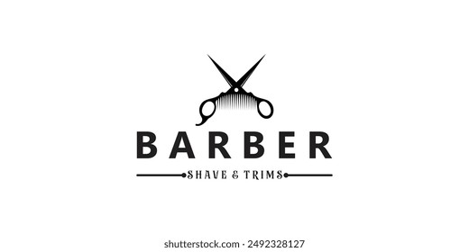 Barber hair cut logo design for fashion with creative concept