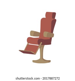 Barber or hair salon chair with high back icon, flat vector illustration isolated on white background. Barbershop leather armchair or hairdresser furniture element.