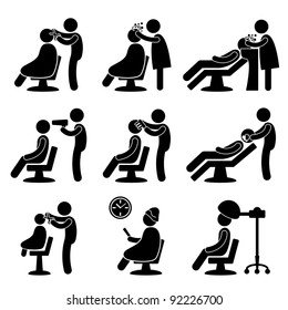 Barber Hair Salon Hairdresser Icon Symbol Sign Pictogram