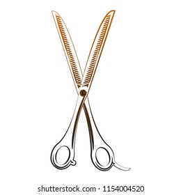 Barber hair scissor utensil orange lines