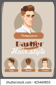 Barber. Haircut and hairstyle. Pompadour hairstyle