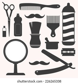 Barber and hairdresser icons set