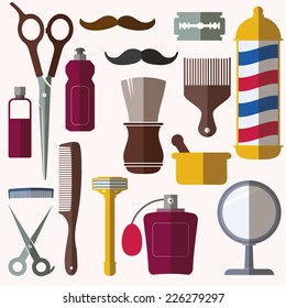 Barber and hairdresser icons set