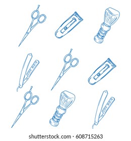 Barber and hairdresser icons set