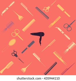 Barber and Hairdresser Tools Seamless Pattern. Barbershop texture.