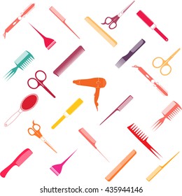 Barber and Hairdresser Tools Seamless Pattern. Barbershop texture.